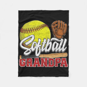 Softball Grandpa Softball Player Game Day Father's Fleece Blanket