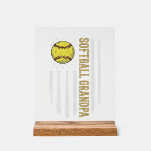 Softball Grandpa Vintage Flag Vector Design_1 Acrylic Sign