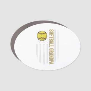 Softball Grandpa Vintage Flag Vector Design_1 Car Magnet