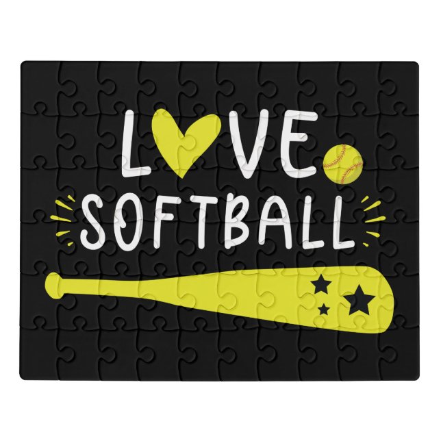 Softball Graphic Saying for Girls and Women Jigsaw Puzzle (Puzzle Horizontal)