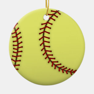 Softball-Green Ceramic Ornament