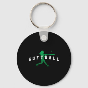 Softball Green Team Player Varsity Text Keychain