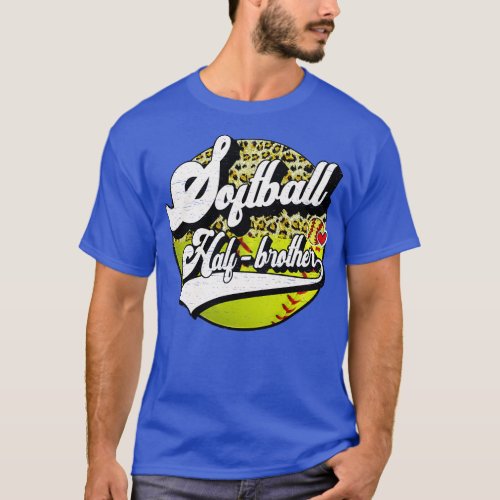 Softball Half Brother Vintage Leopard Softball Fam T_Shirt
