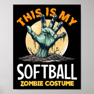 Softball Halloween Zombie Matching Costume Poster