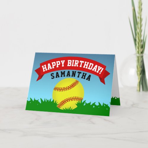 Softball Happy Birthday Card