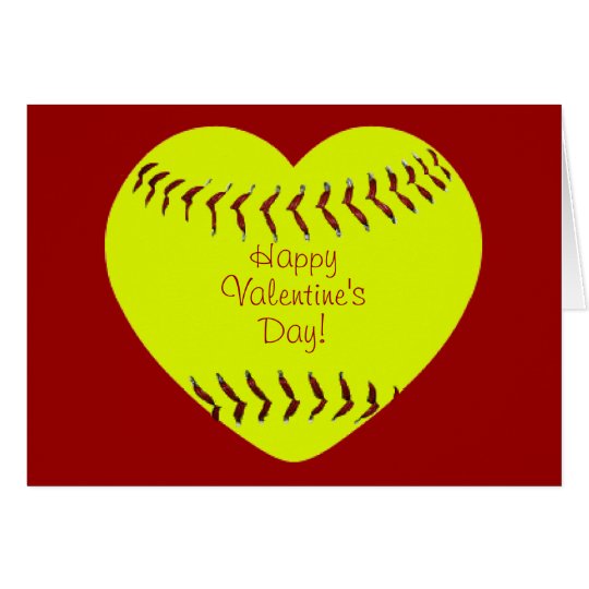 Softball Happy Valentines Day Card Zazzle