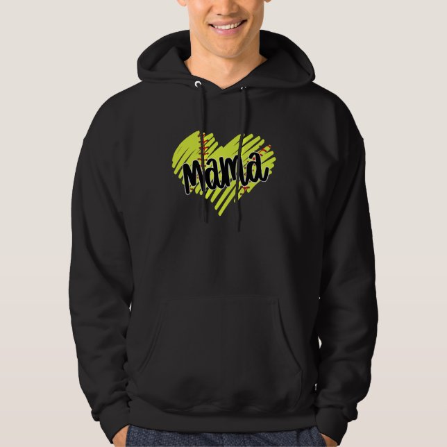 Softball Heart Ball Mama Women Softball Hoodie (Front)