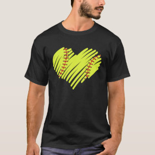 Softball Heart Ball Mom Dad Men Women Baseball T-Shirt