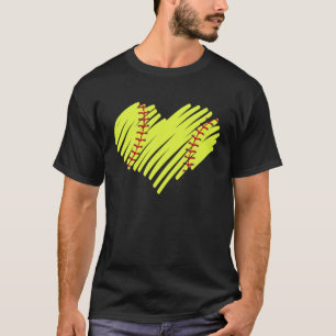 Softball Heart Ball Mom Dad Men Women Baseball T-Shirt