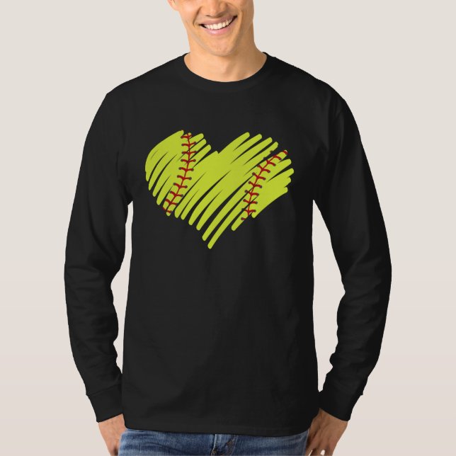 Softball Heart Ball Mom Dad Men Women Baseball T-Shirt (Front)