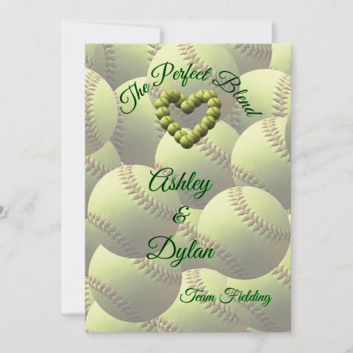 Softball Heart Blended Family Wedding Invitation