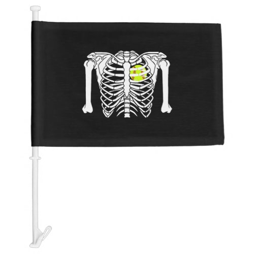 Softball Heart Halloween Skeleton Costume Car Flag