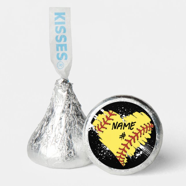 Softball Heart Hershey's Candy Favors (Front)