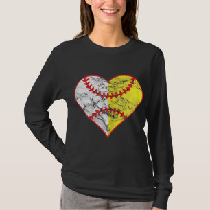 Softball Heart Mom Women Baseball Ideas T-Shirt