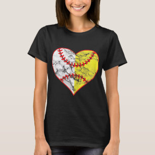Softball Heart Mom Women Baseball Ideas T-Shirt