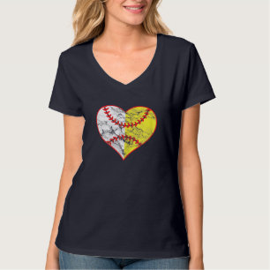 Softball Heart Mom Women Baseball Ideas T-Shirt