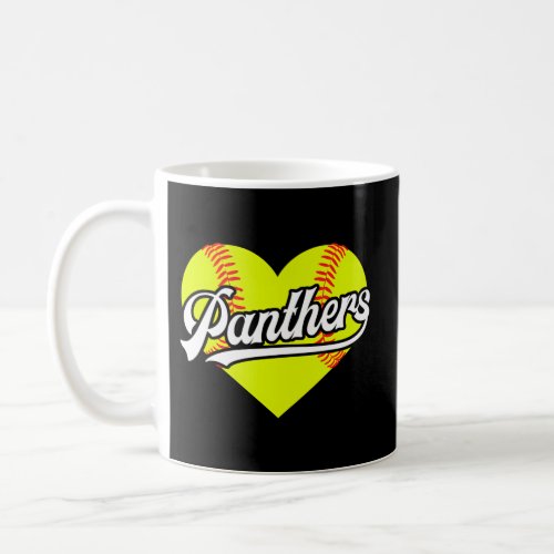 Softball Heart Panthers Team T_Ball Little League Coffee Mug