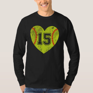 Softball Heart Player 15 Softball Mom Dad Varsity T-Shirt