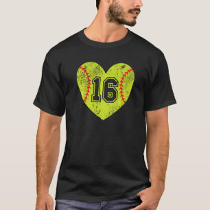 Softball Heart Player 16 Softball Mom Dad Varsity T-Shirt