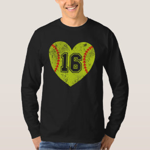 Softball Heart Player 16 Softball Mom Dad Varsity T-Shirt