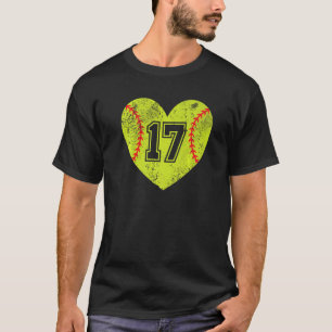Softball Heart Player 17 Softball Mom Dad Varsity T-Shirt