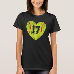 Softball Heart Player 17 Softball Mom Dad Varsity T-Shirt