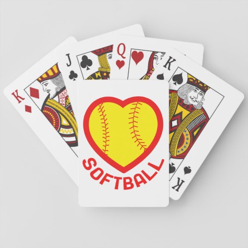 Softball Heart Playing Cards