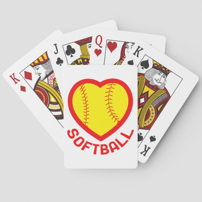 Softball Heart Poker Cards (Back)