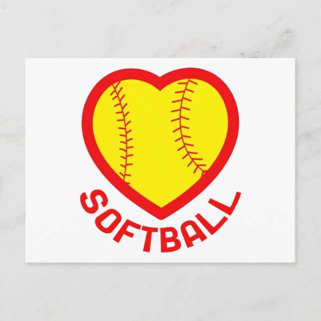 Softball Heart Postcard (Front)