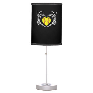 Softball Heart Skeleton Hand Halloween Funny Table Lamp