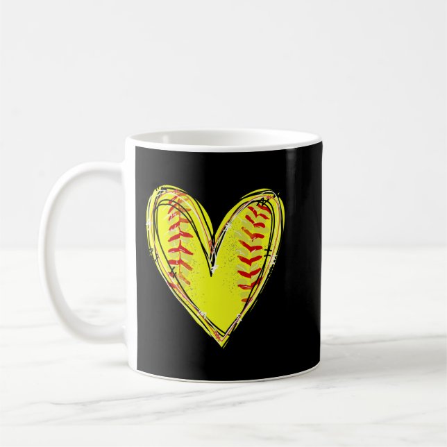 Softball Heart Softball Game Day Apparel Softball  Coffee Mug (Left)
