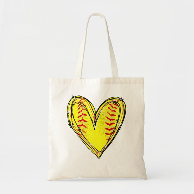 Softball Heart Softball Game Day Apparel Softball  Tote Bag (Front)