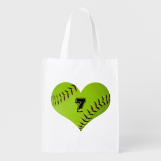 Softball heart tote bag.
