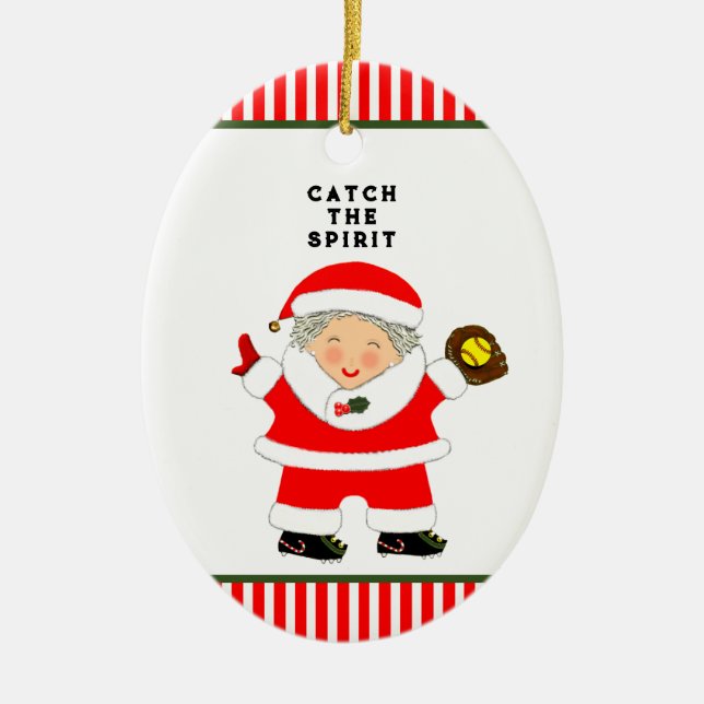 Softball Holiday Gift Ceramic Ornament (Front)