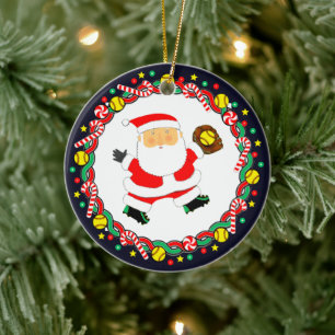 Softball Holiday Gift Ceramic Ornament