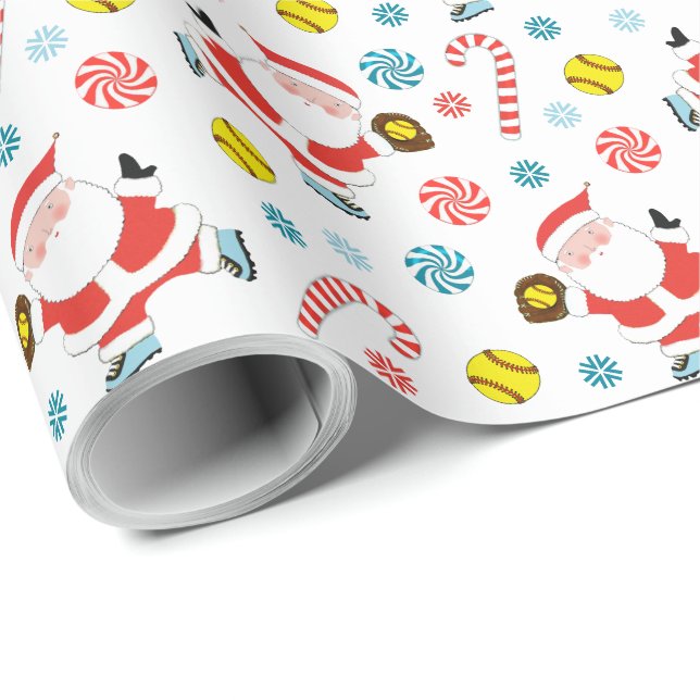 Softball Holiday Gift Wrapping Paper (Roll Corner)