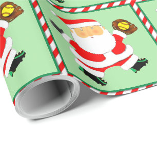 Softball Holiday Gift Wrapping Paper