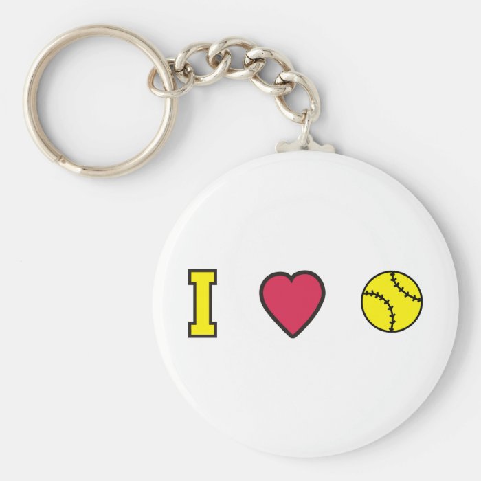 Softball I Heart Key Chain