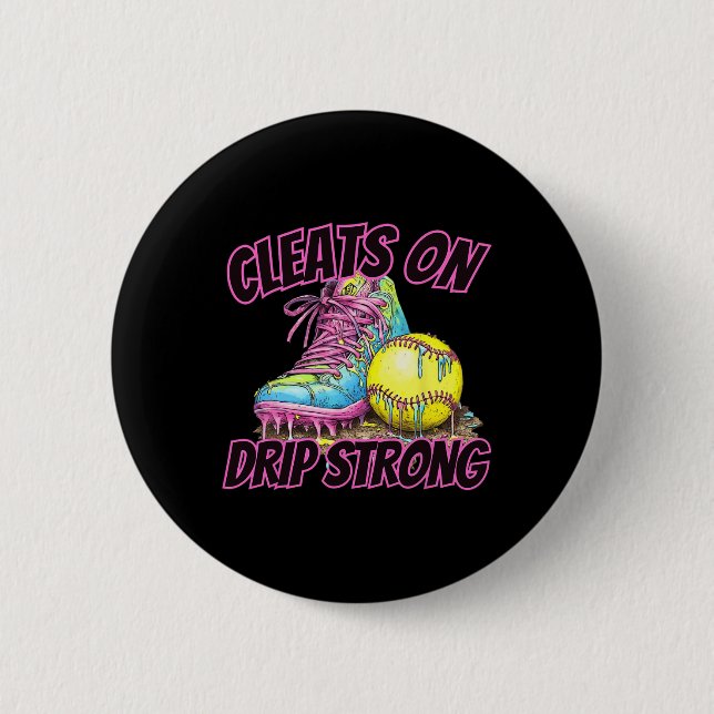 Softball Ice Cream Dripping Baseball Home Plate Dr Button (Front)