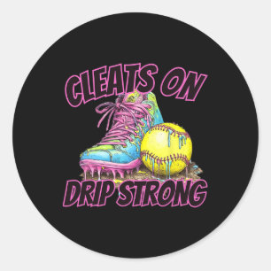 Softball Ice Cream Dripping Baseball Home Plate Dr Classic Round Sticker