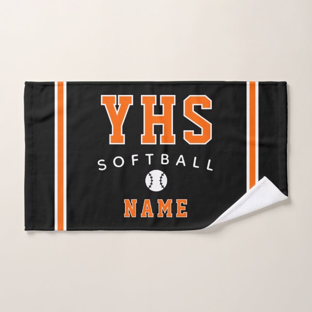 Softball Icon, Custom Name & School, Team Gift Han Hand Towel (Hand Towel)