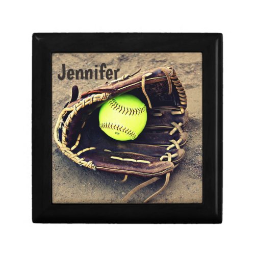 Softball in a Glove Tile Box