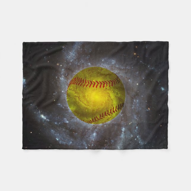 Softball in Space Unique Softball Fleece Blanket (Front (Horizontal))