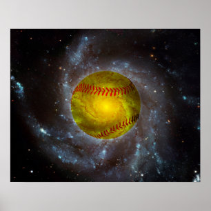 Softball in Space Unique Softball Poster