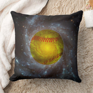 Softball in Space Unique Softball Throw Pillow
