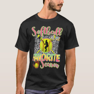Softball Is My Favorite Season Leopard Softball S T-Shirt