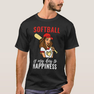 Softball is my Key to Happiness Softball T-Shirt