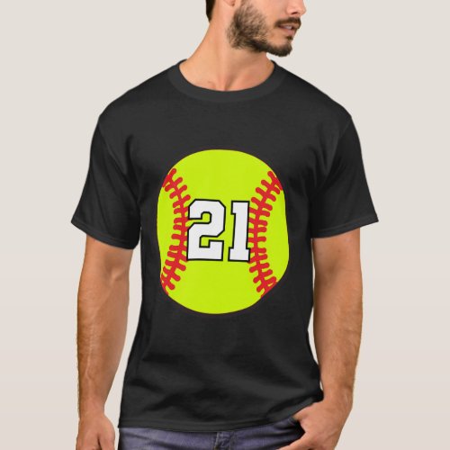 Softball Jersey Lucky Favorite Number 21 T_Shirt