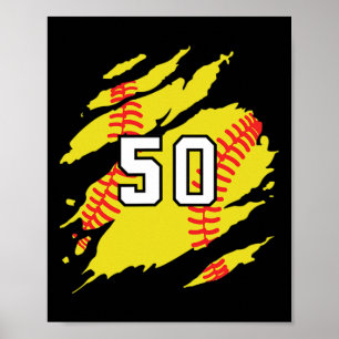 Softball Jersey Number #50 Sports Player Fan Jerse Poster