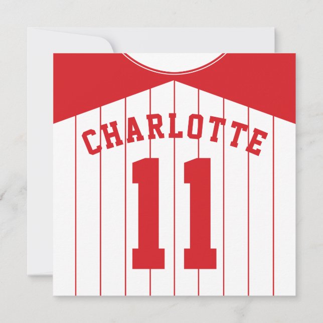 Softball Jersey Themed Party Invites Template (Back)